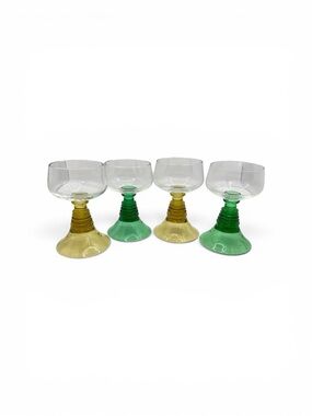Vintage Mid Century Luminarc Roemer Beehive Stem Atomic Space Age Barware Set 4
